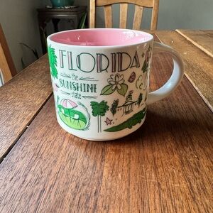 Starbucks Been There Series -Florida Sunshine State Ceramic Mug - Pink and Green